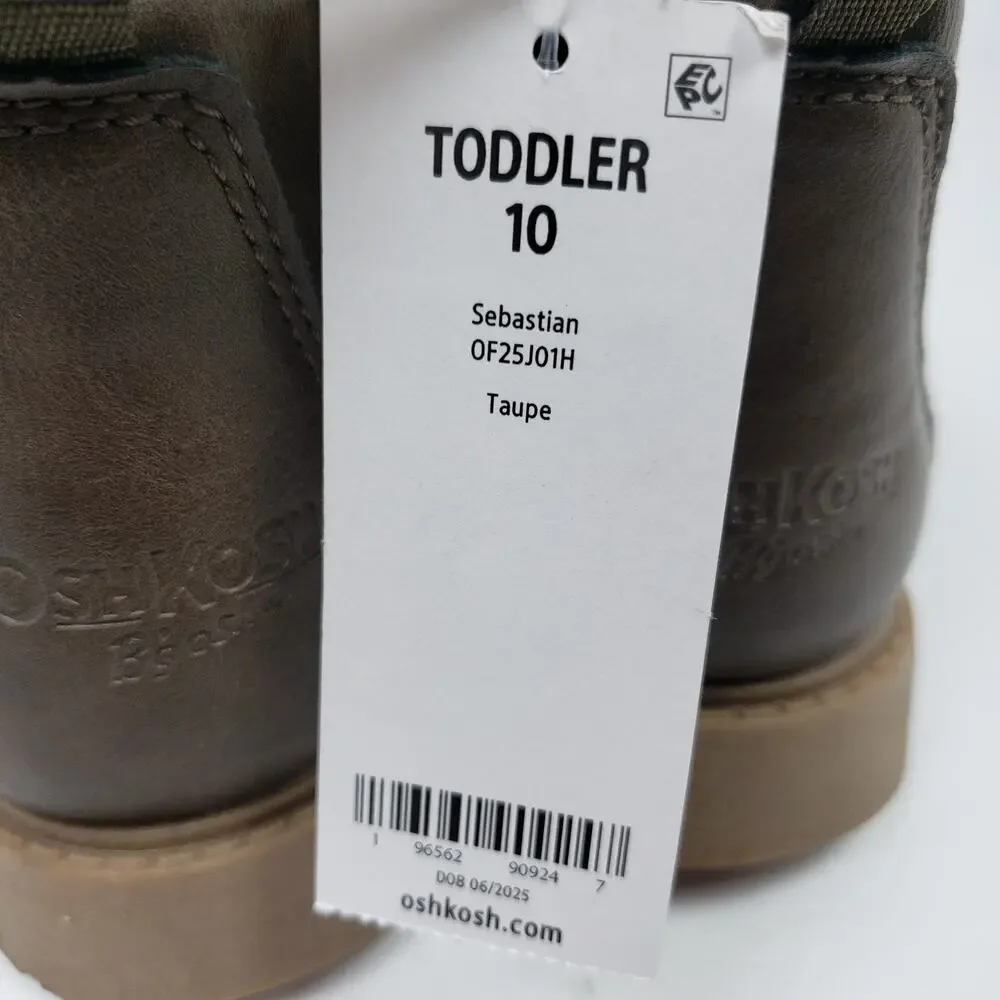 OshKosh B'Gosh Sebastian Toddler Girls Size 10 Taupe Side Zip Bootie Shoes